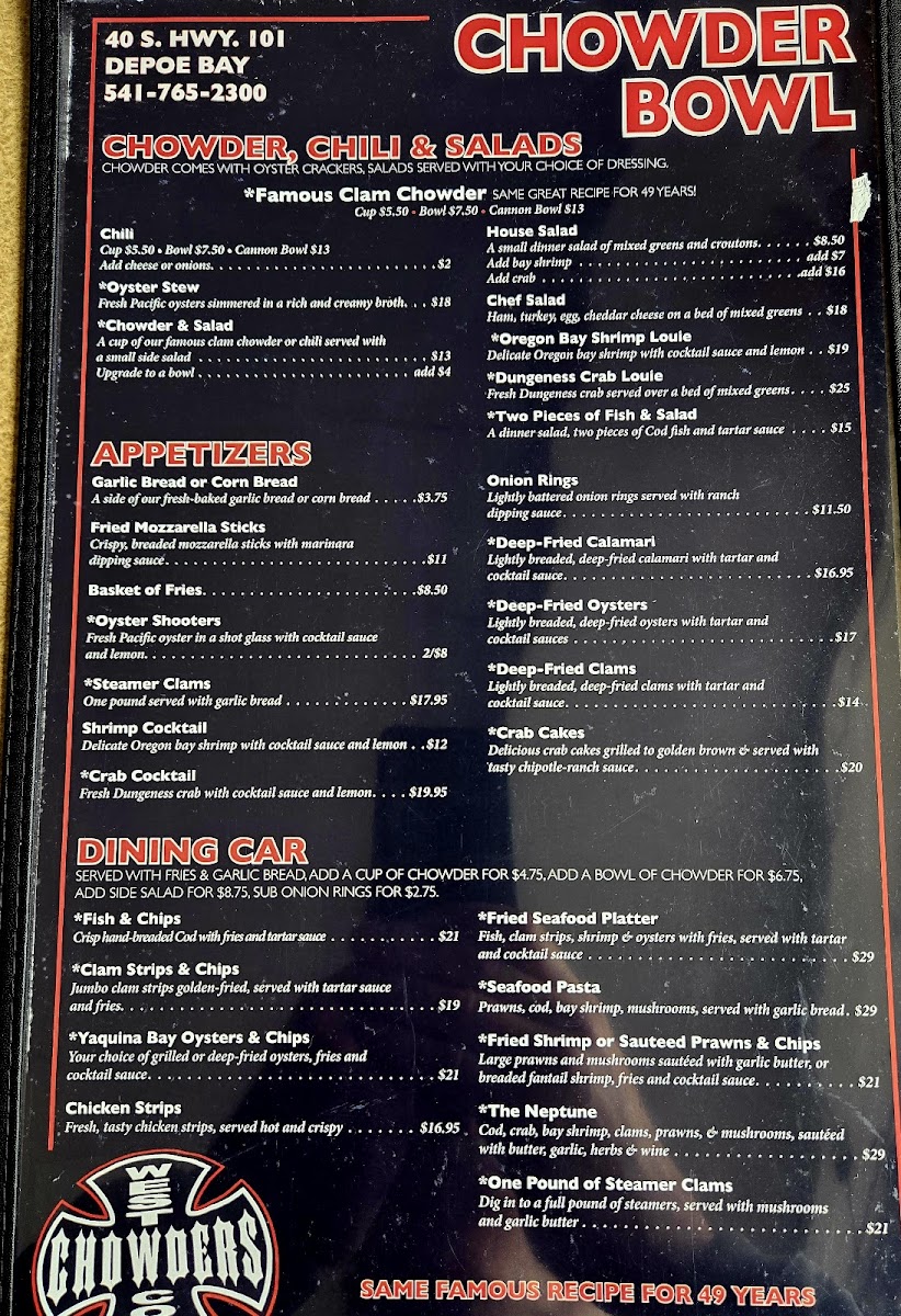 Chowder Bowl Menu - Image 1